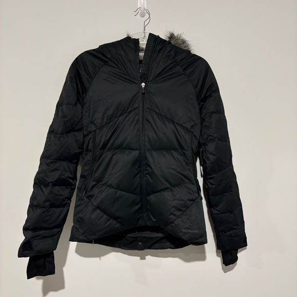 Columbia Alpine attitude Omni-Heat Down Puffer Jacket Faux Fur‎ Hood black XS - Picture 1 of 9
